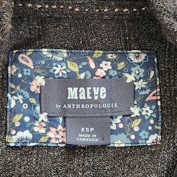 Maeve by Anthropologie Brown Wrap Front Ribbed Bubble Sweater Women's Size XSP - Picture 5 of 9